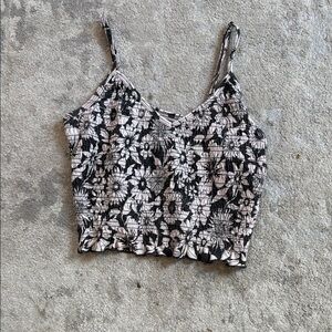Floral Black and White Women's Top